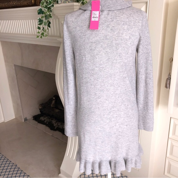 Lilly Pulitzer Shere Cashmere Cardigan in Heathered Foggy Grey New Size M - Picture 4 of 6